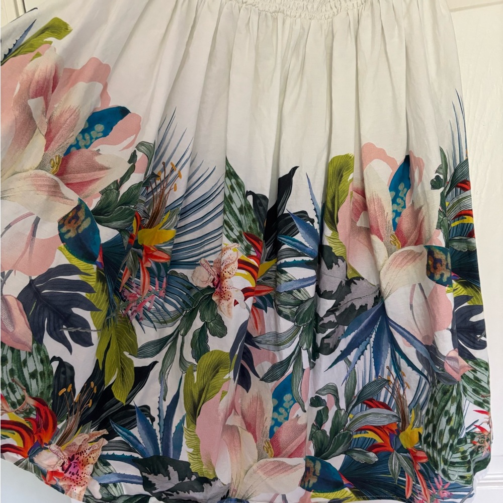 Anthropologie floral ruffle sleeve open back mini dress size Medium - Picture 4 of 7